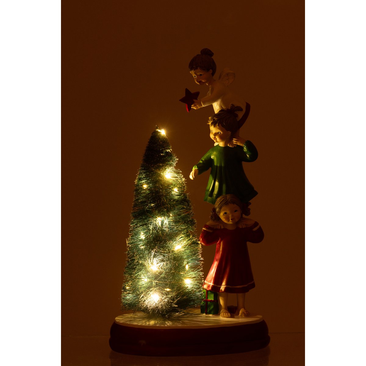 Angel with LED Tree Polyresin Figure 30 cm Handmade
