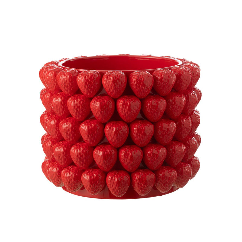 J-Line Flowerpot Strawberries Ceramic Red Extra Large