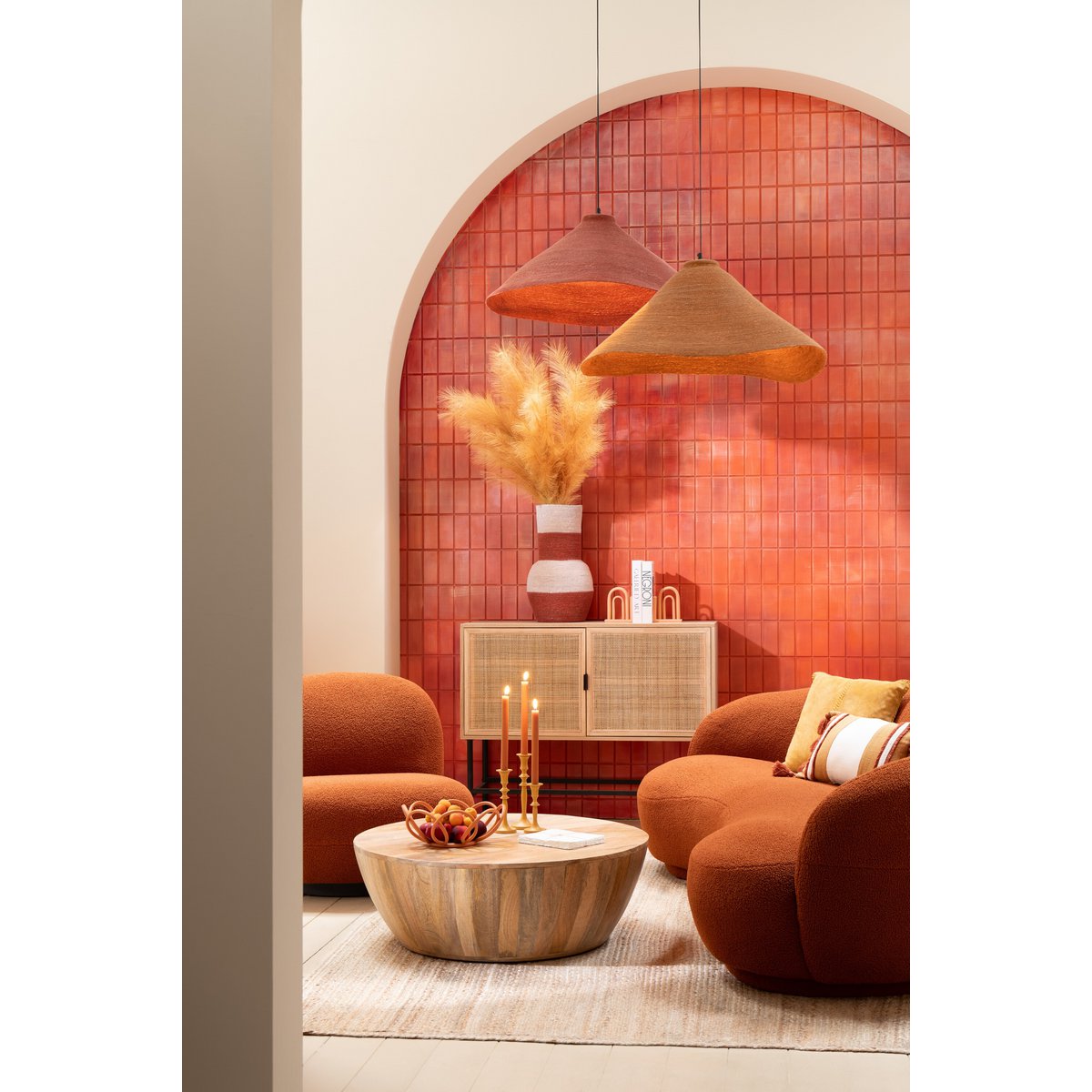 J-Line Cabinet Square MDF/Metall Naturel/Schwarz klein