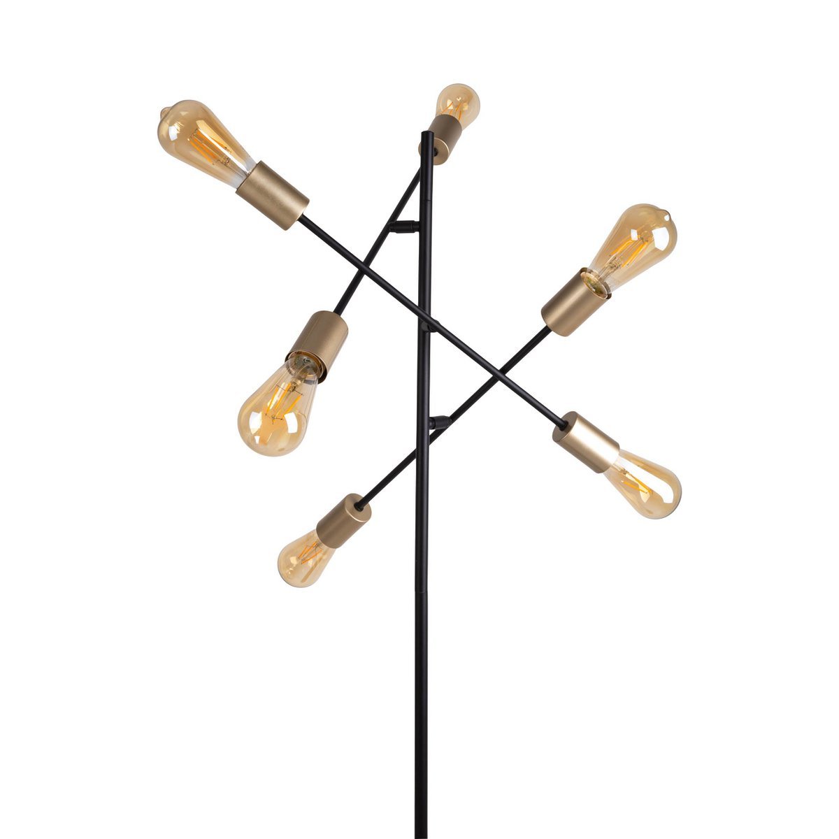 Stehleuchte "MODO" aus Metall in Schwarz,, Fassungen in Gold, E27-Fassung, Stehlampe für Wohnzimmer, Esszimmer, Küche, Diele, Flur oder Büro, 150 x 49 cm