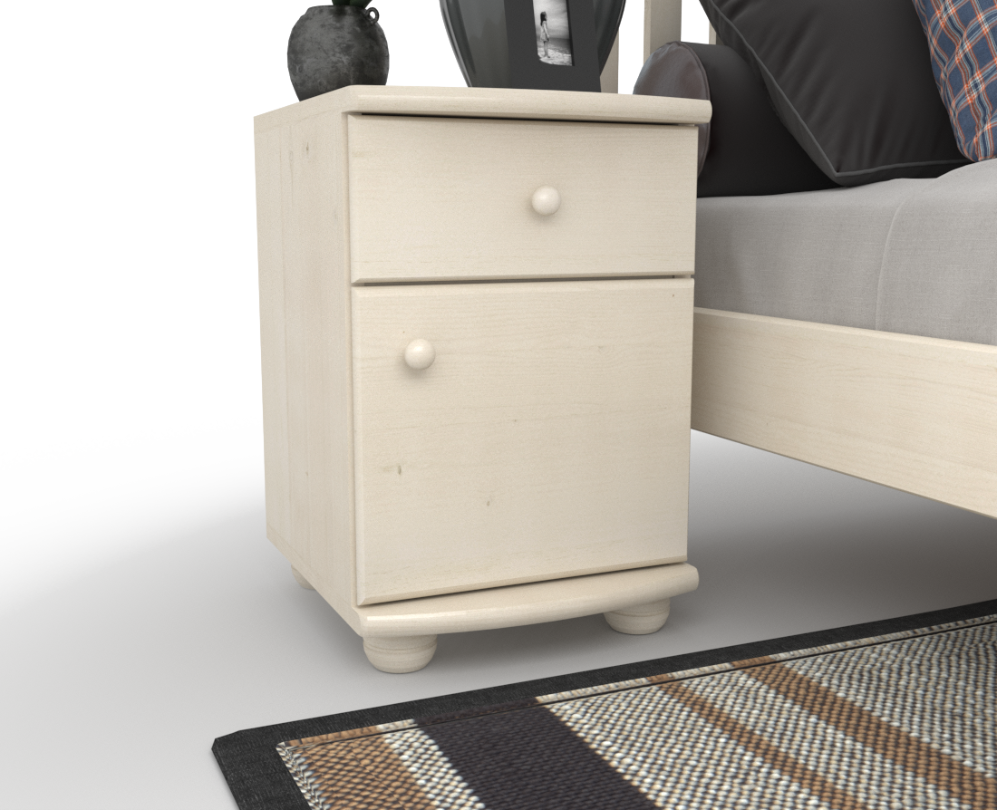 Claudia Kiefer Massivholz Nachttisch Nachtschrank | 1-Schublade 1-Türig | 100% Bio Kiefer