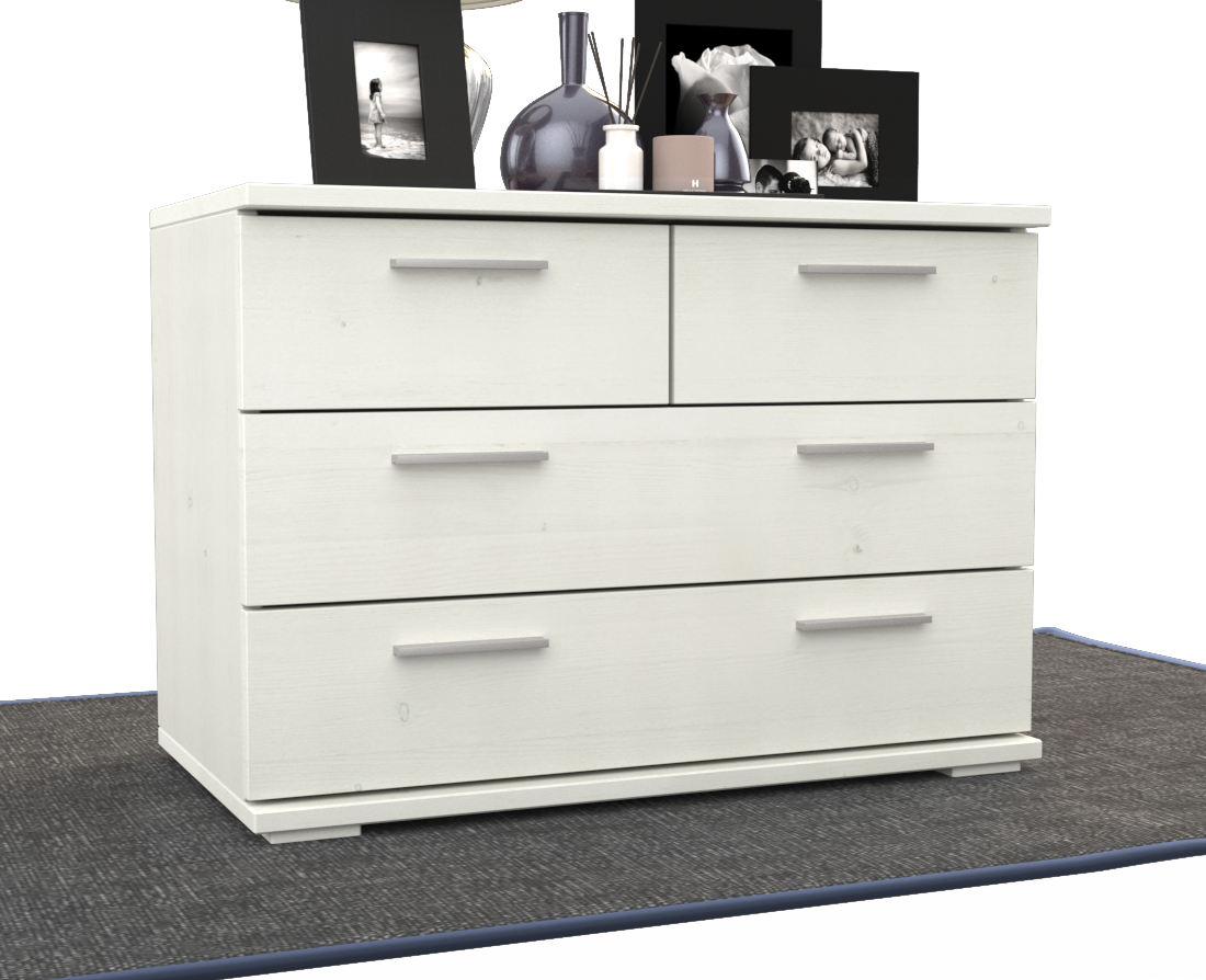 Nobis Kommode Sideboard | Anrichte | 4-Schubladen | 57cm hoch | 100% Bio Kiefer Massivholz
