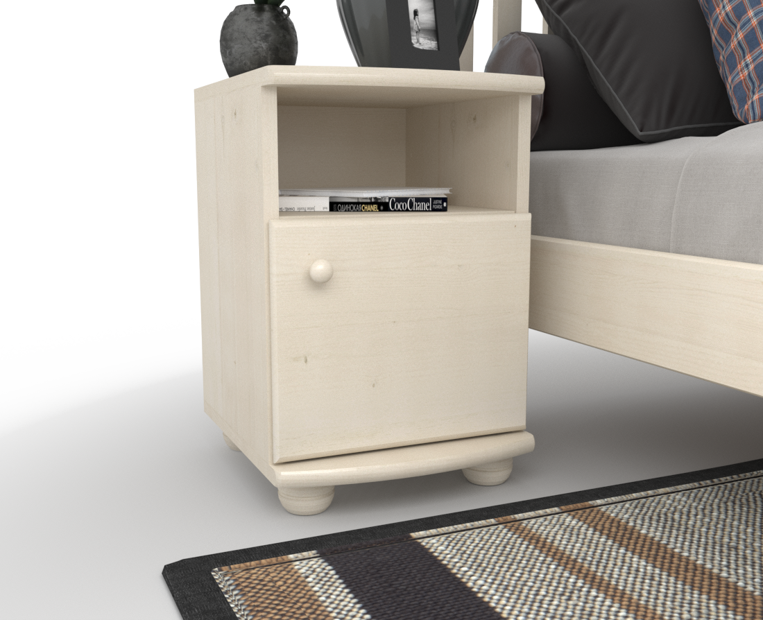 Claudia Kiefer Massivholz Nachttisch Nachtschrank | 1-Regal | 1-Türig | 100% Bio Kiefer