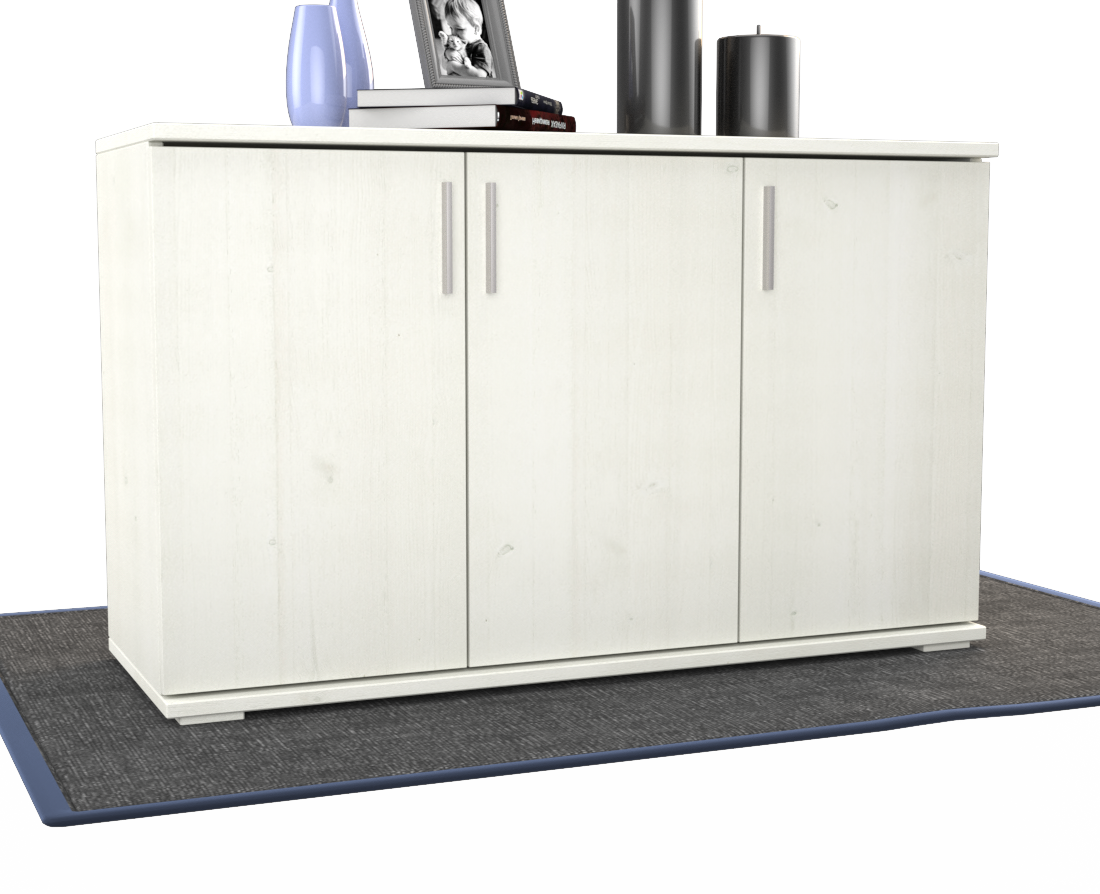 Nobis Kommode Sideboard | Anrichte | 3-Türig mit Regalböden | 100% Bio Kiefer Massivholz