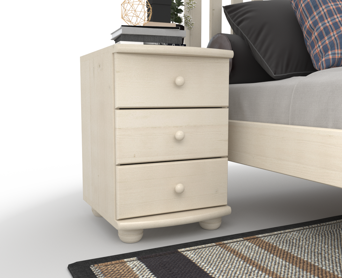 Claudia Kiefer Massivholz Nachttisch Nachtschrank | 3-Schubladen | 100% Bio Kiefer