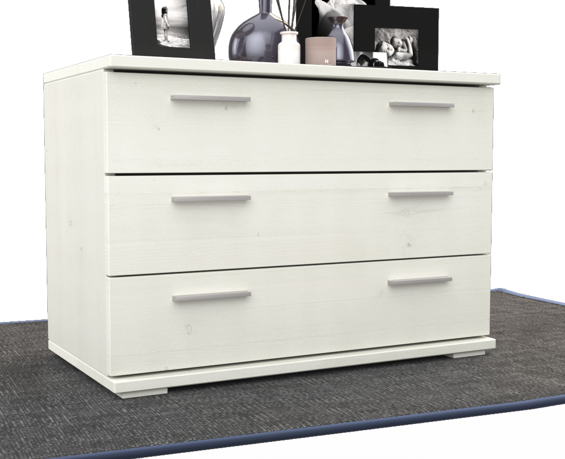 Nobis Kommode Sideboard | 3 große Schubladen | 57cm hoch | 100% Bio Kiefer Massivholz