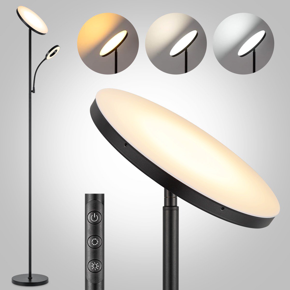 LED-Leselampe Boden – Modernes Schwarz