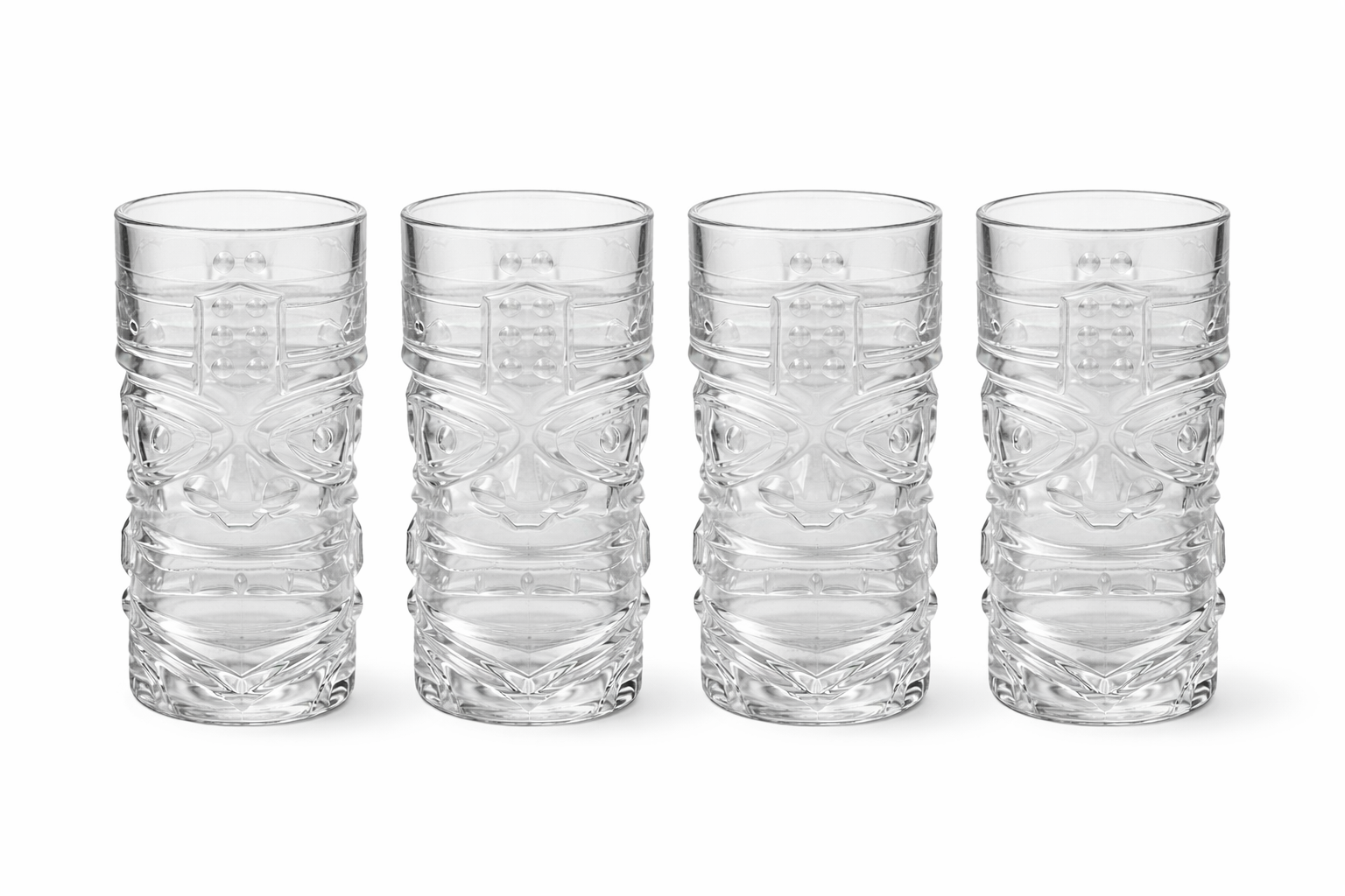 Tiki Glas Set Pacifica transparent Cocktail Glas 380ml 4er Set