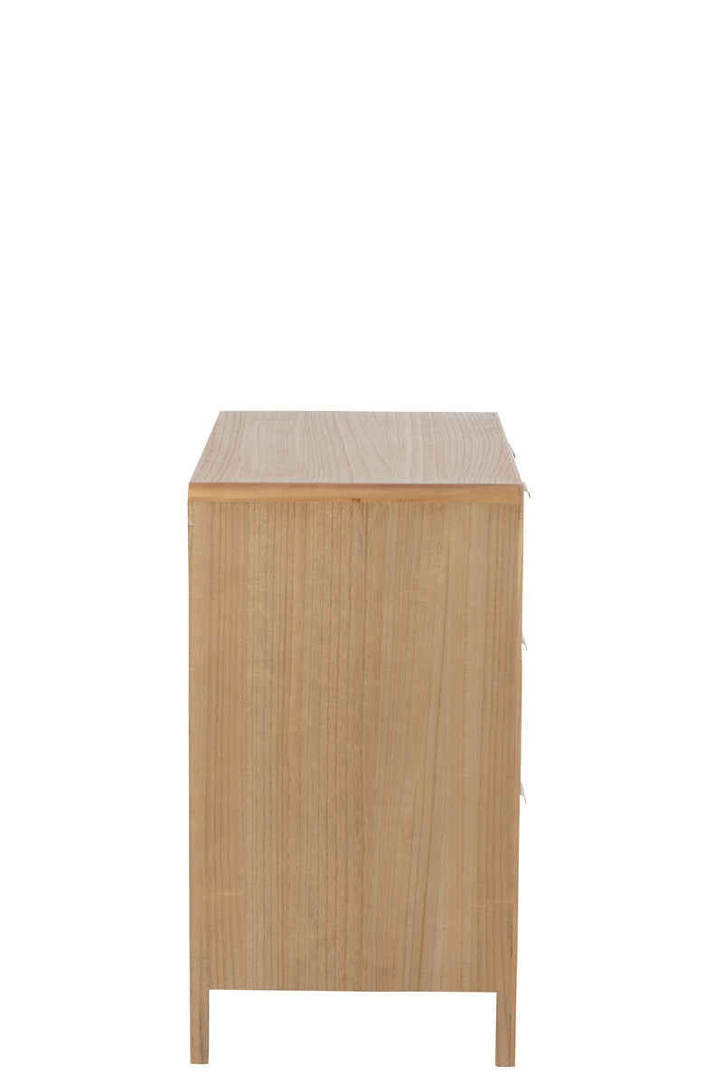 Rustikaler Schrank aus Holz und Rattan mit 3 Schubladen - Handgefertigt, Naturfarben
