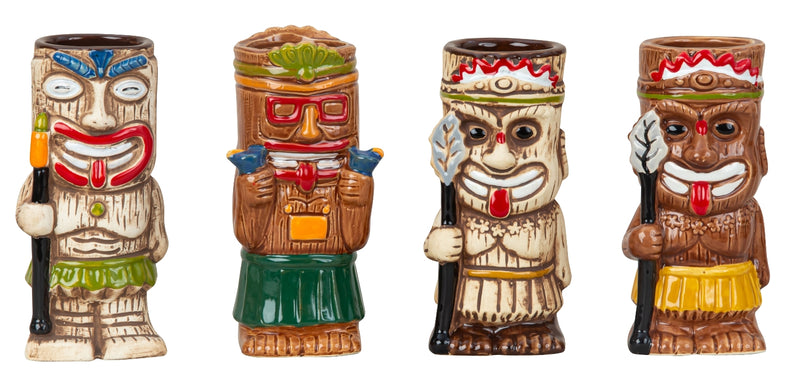 Tiki Cocktail Mug Set of 4 Ceramic – Colorful Design 440-550 ml
