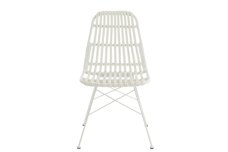 2er Set Rattan Stühle Rachel in Weiß Elegante Vielseitigkeit für jeden Raum und Garten
