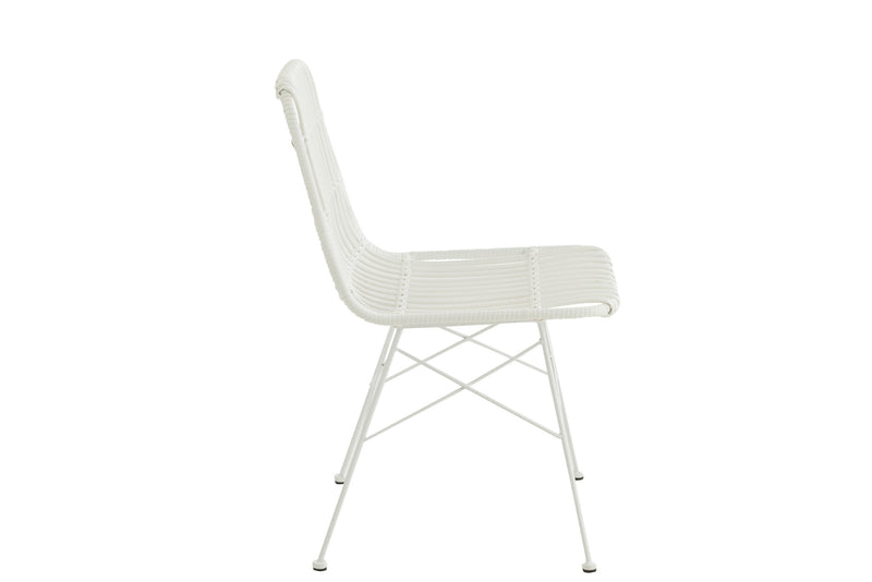 2er Set Rattan Stühle Rachel in Weiß Elegante Vielseitigkeit für jeden Raum und Garten