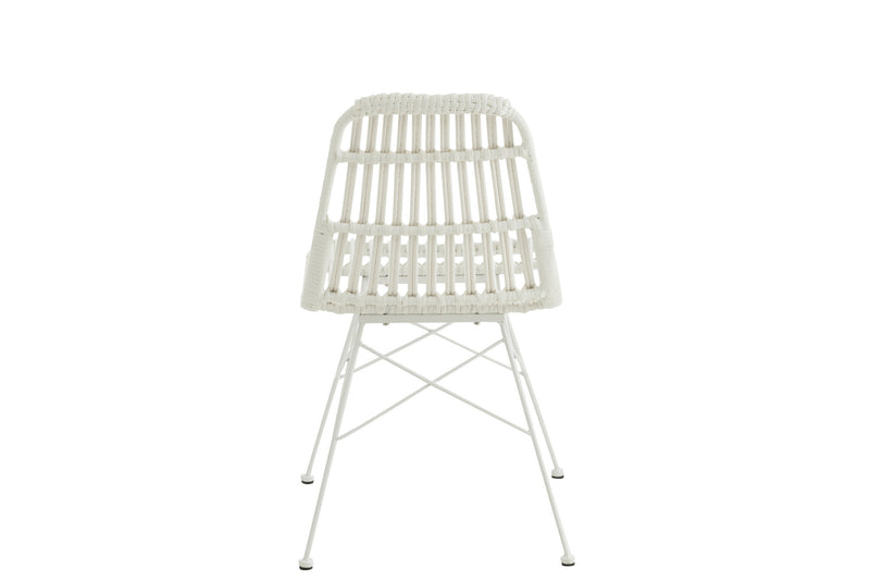 2er Set Rattan Stühle Rachel in Weiß Elegante Vielseitigkeit für jeden Raum und Garten