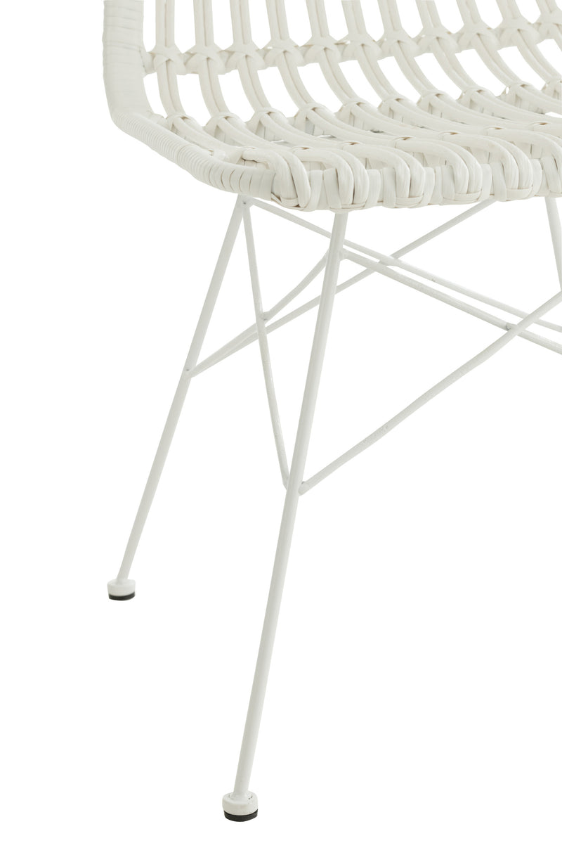2er Set Rattan Stühle Rachel in Weiß Elegante Vielseitigkeit für jeden Raum und Garten