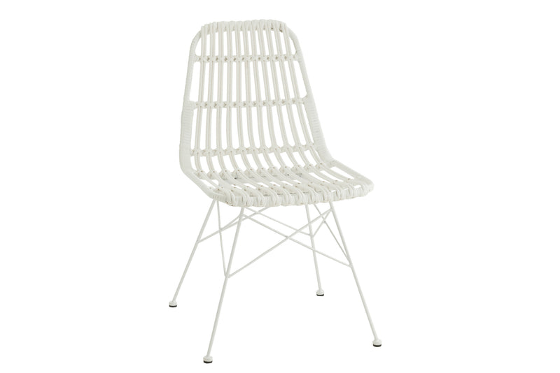 2er Set Rattan Stühle Rachel in Weiß Elegante Vielseitigkeit für jeden Raum und Garten