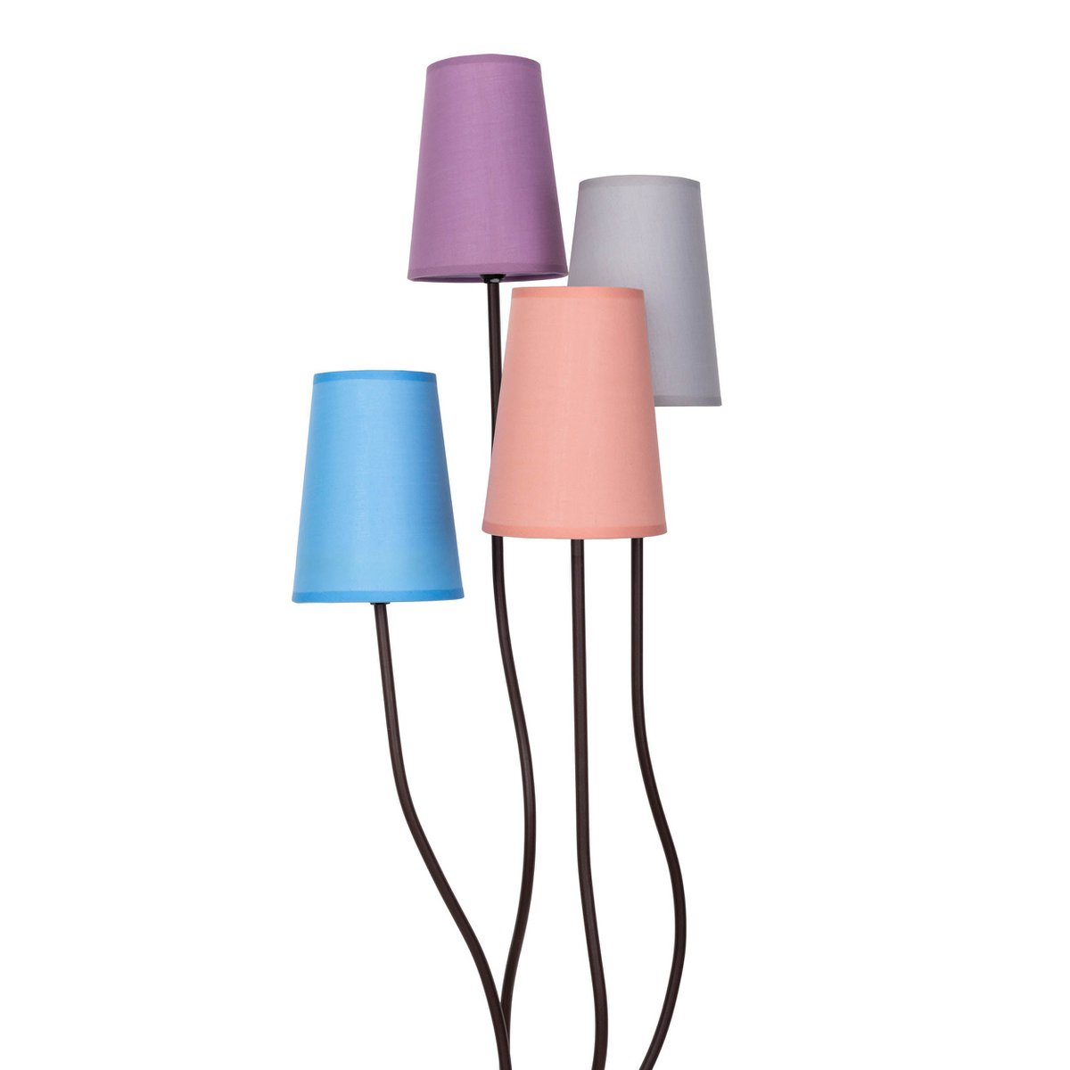 Textilstehleuchte 4-flammig "BOHO" bunt, Stehlampe mit bunten Schirmen, mit E14-Fassung, für Esszimmer, Wohnzimmer, Diele oder Büro, 140 cm hoch