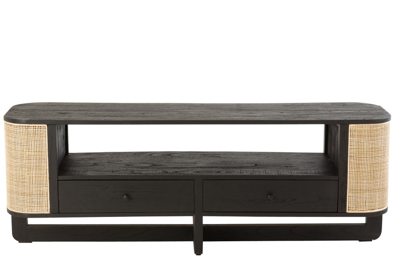 TV furniture Molly an exotic fusion of wood and rattan in noble black