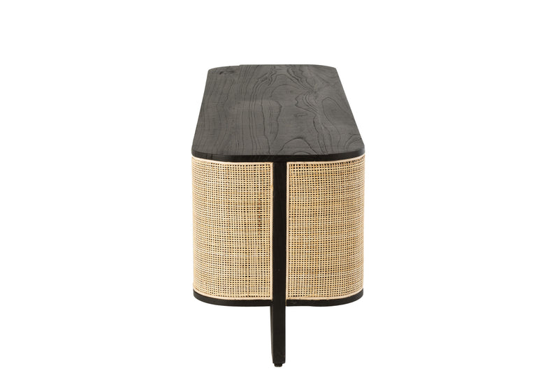TV furniture Molly an exotic fusion of wood and rattan in noble black