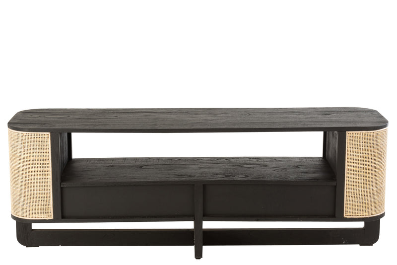 TV furniture Molly an exotic fusion of wood and rattan in noble black