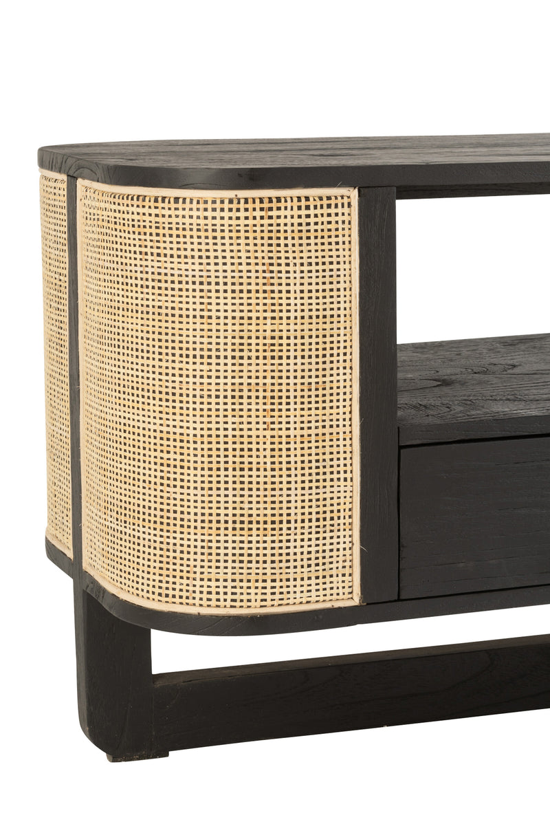 TV furniture Molly an exotic fusion of wood and rattan in noble black