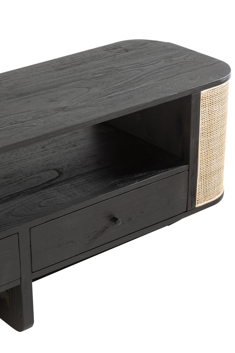 TV furniture Molly an exotic fusion of wood and rattan in noble black