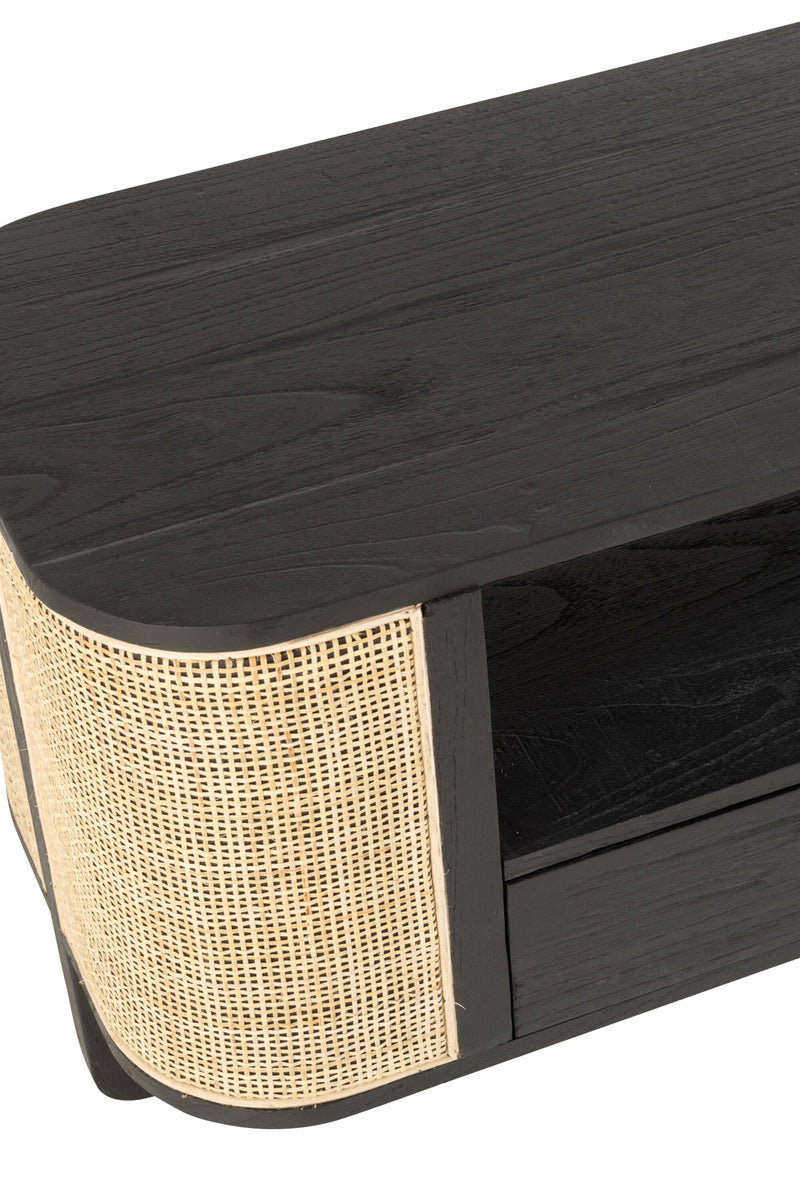 TV furniture Molly an exotic fusion of wood and rattan in noble black