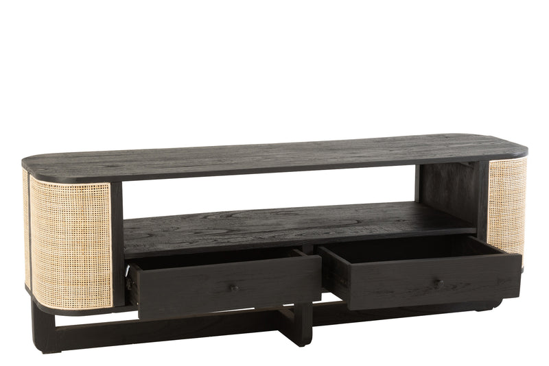 TV furniture Molly an exotic fusion of wood and rattan in noble black