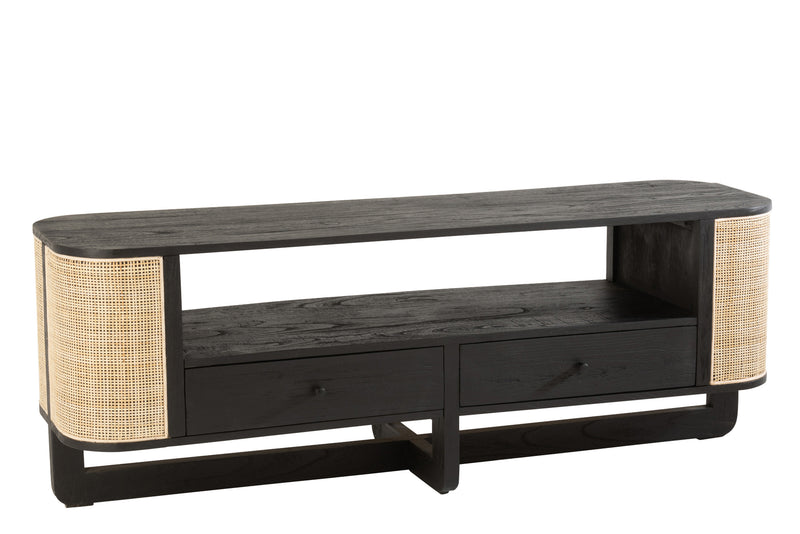 TV furniture Molly an exotic fusion of wood and rattan in noble black
