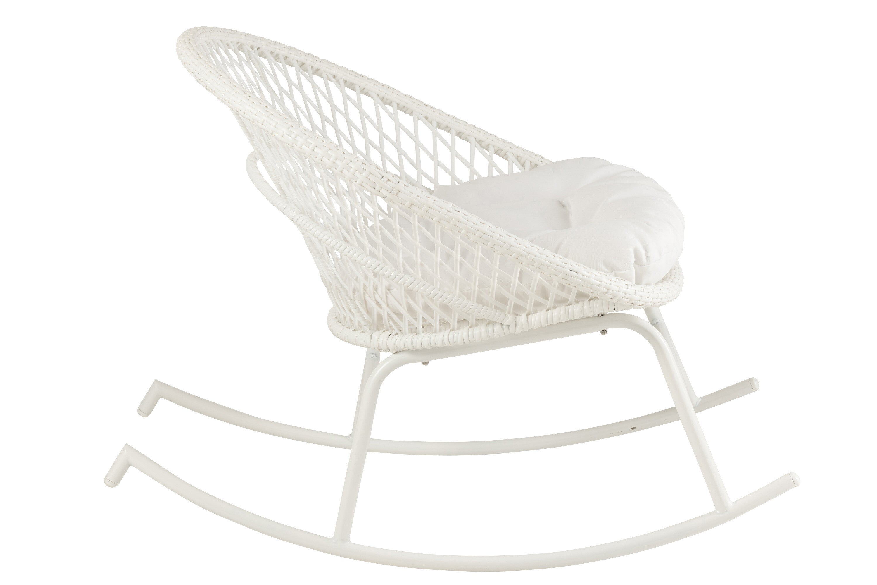Zayo Schaukelstuhl aus Metall/Rattan mit Kissen Perfektes Relaxen im Freien in Weiß oder Naturell