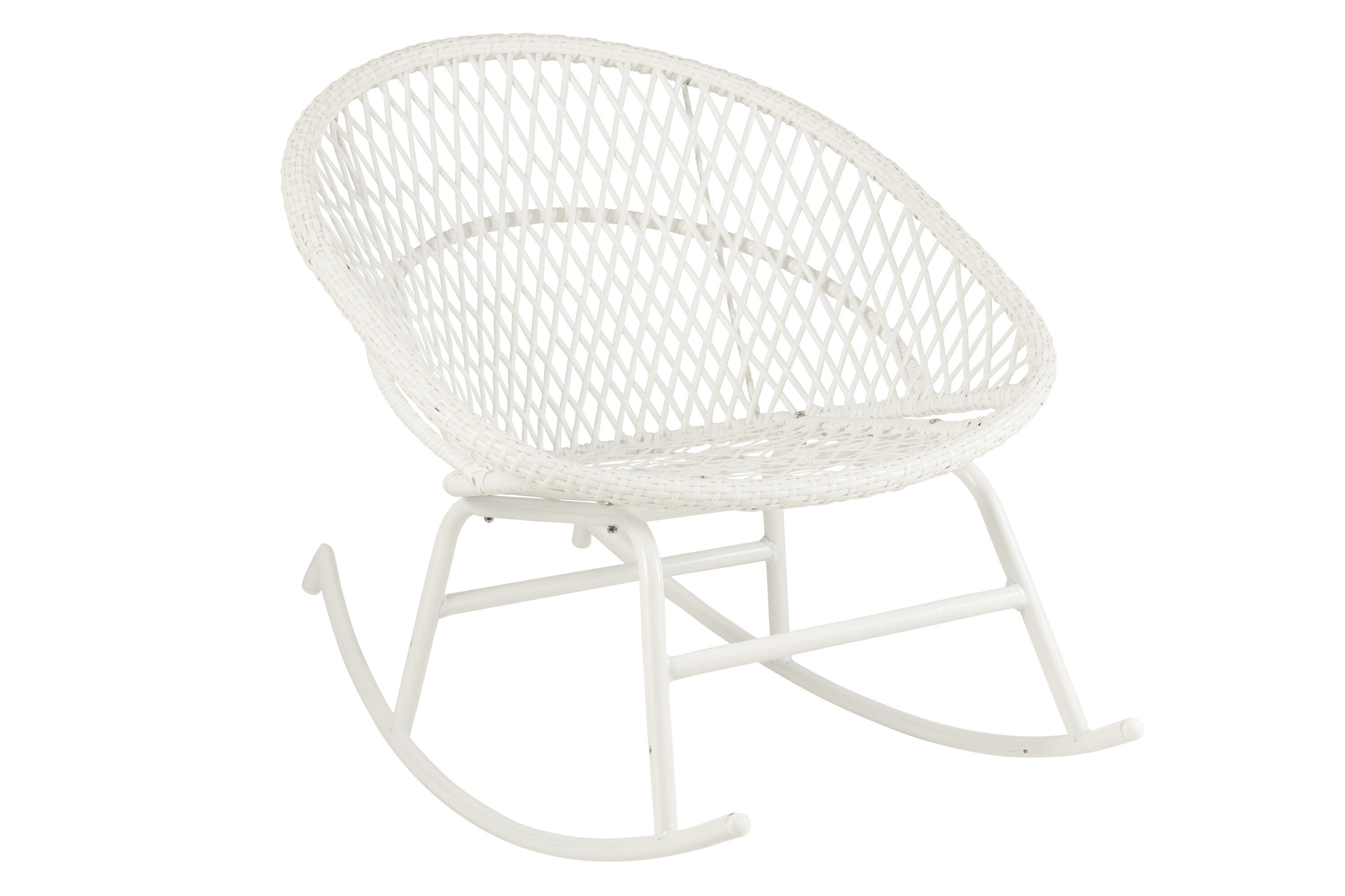 Zayo Schaukelstuhl aus Metall/Rattan mit Kissen Perfektes Relaxen im Freien in Weiß oder Naturell