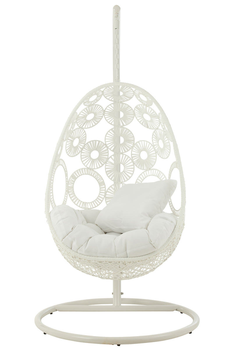 Hangstoel 'Bula' van metaal en rotan, voor binnen en buiten - comfort en elegantie