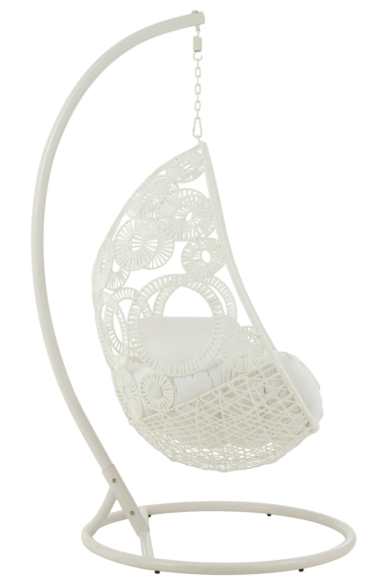 Hangstoel 'Bula' van metaal en rotan, voor binnen en buiten - comfort en elegantie