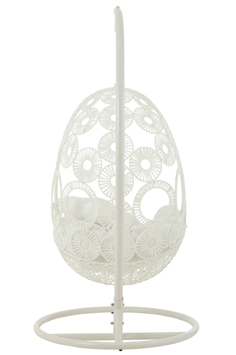 Hangstoel 'Bula' van metaal en rotan, voor binnen en buiten - comfort en elegantie