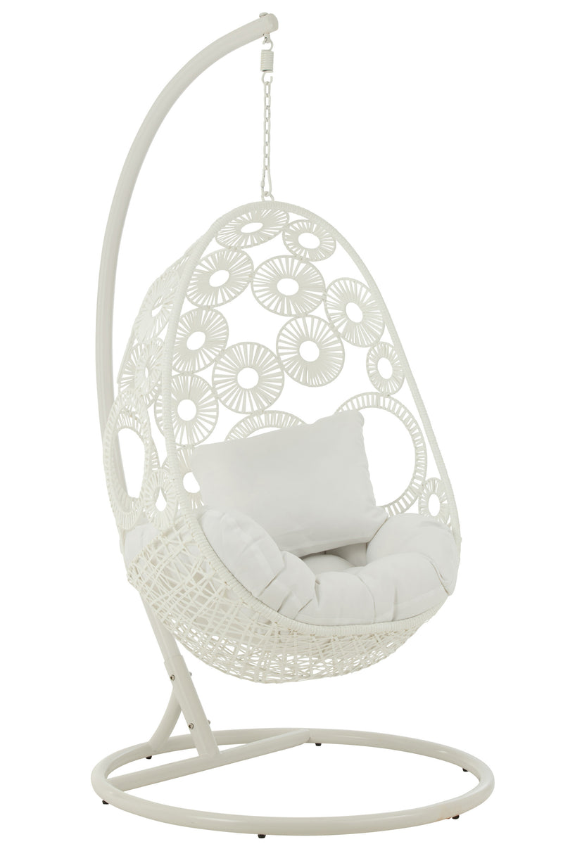 Hangstoel 'Bula' van metaal en rotan, voor binnen en buiten - comfort en elegantie