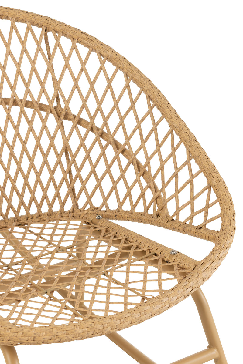 Zayo schommelstoel van metaal/rotan met kussens, perfect om buiten te ontspannen in wit of naturel 