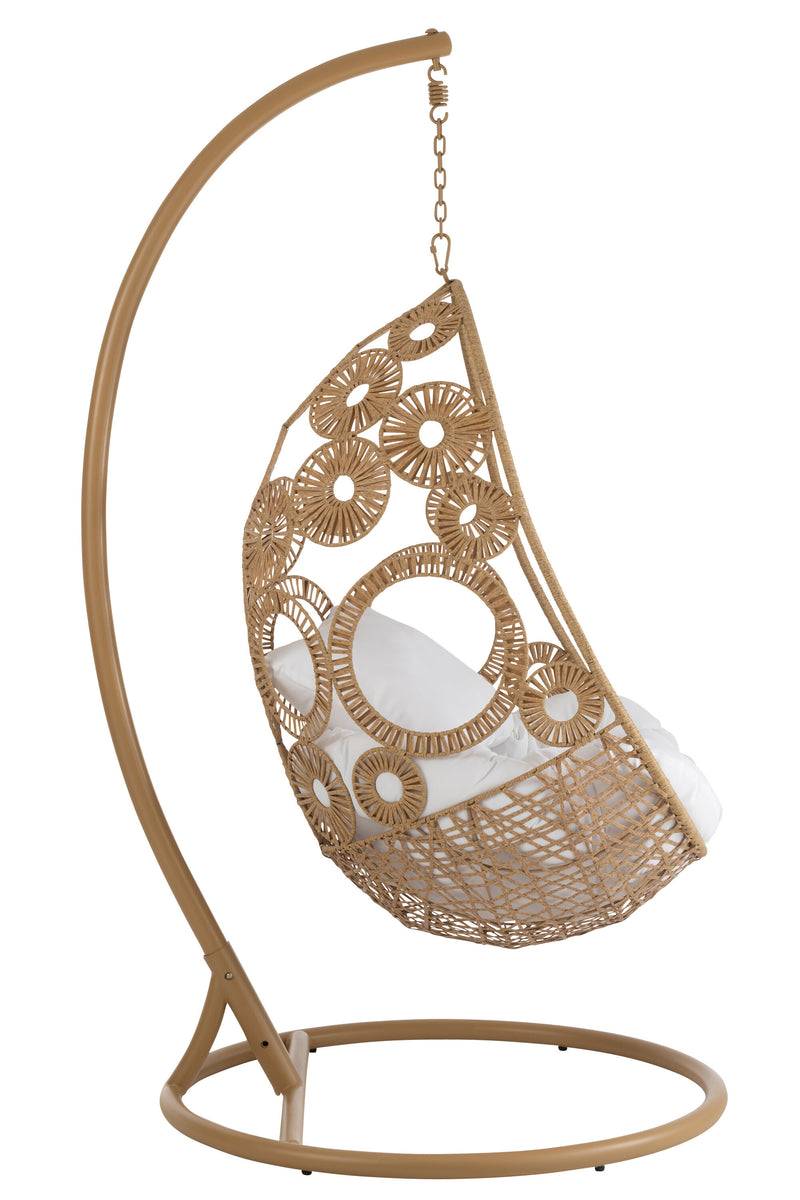 Hangstoel 'Bula' van metaal en rotan, voor binnen en buiten - comfort en elegantie