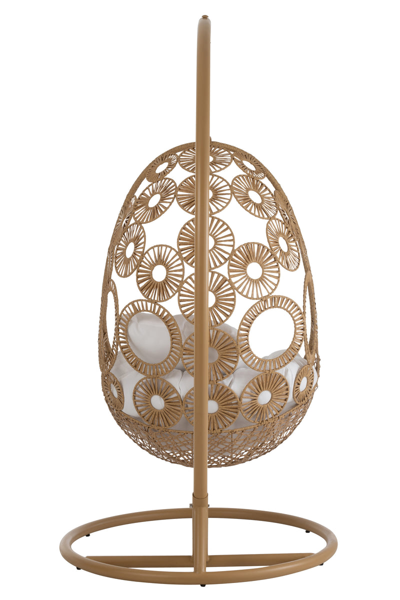 Hangstoel 'Bula' van metaal en rotan, voor binnen en buiten - comfort en elegantie