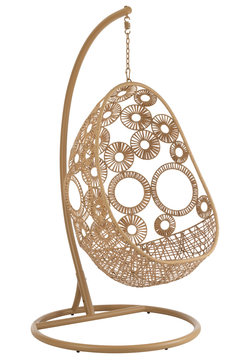 Hangstoel 'Bula' van metaal en rotan, voor binnen en buiten - comfort en elegantie