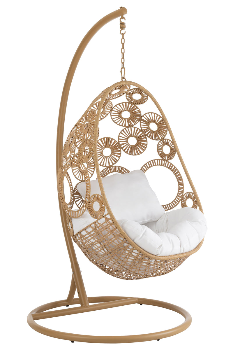 Hangstoel 'Bula' van metaal en rotan, voor binnen en buiten - comfort en elegantie