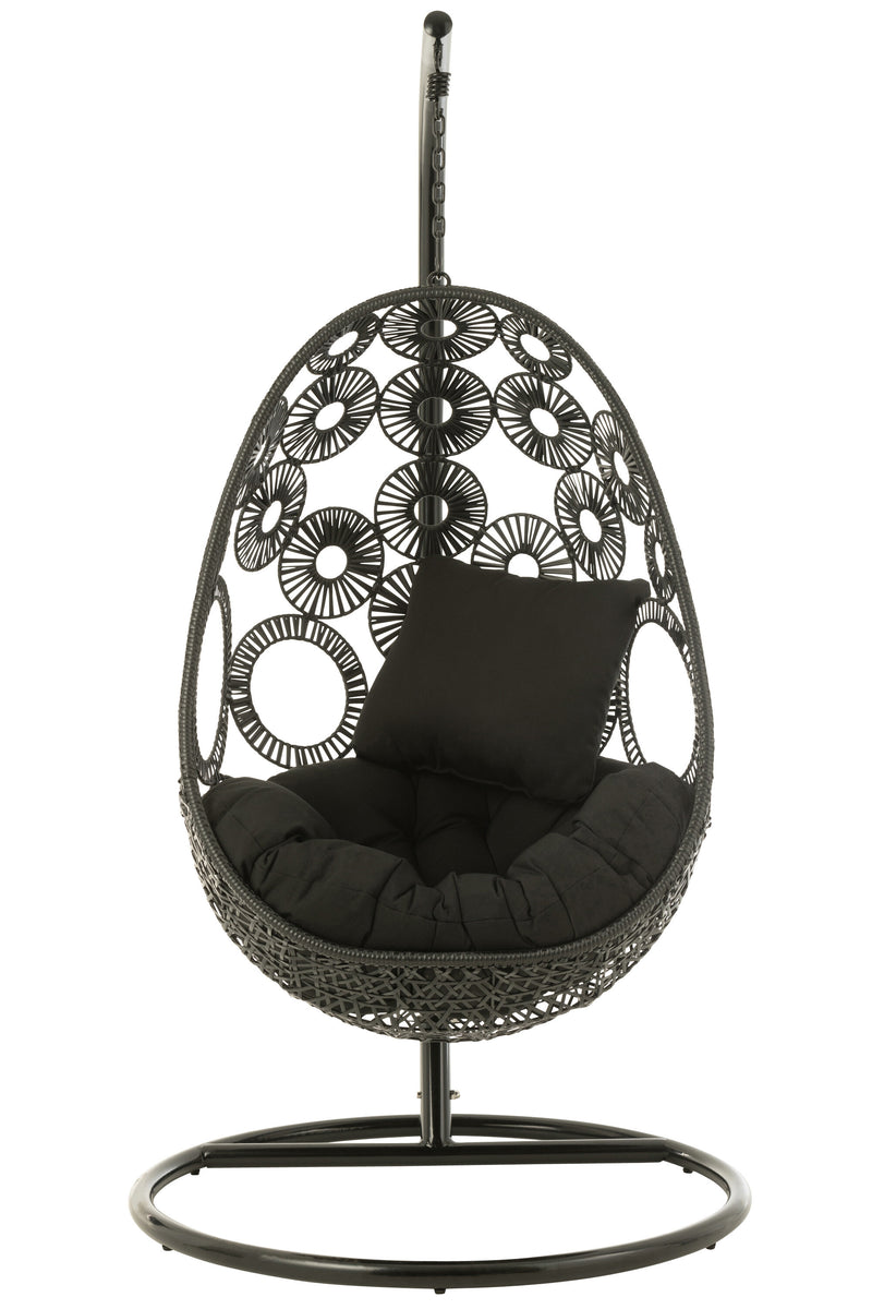 Hangstoel 'Bula' van metaal en rotan, voor binnen en buiten - comfort en elegantie