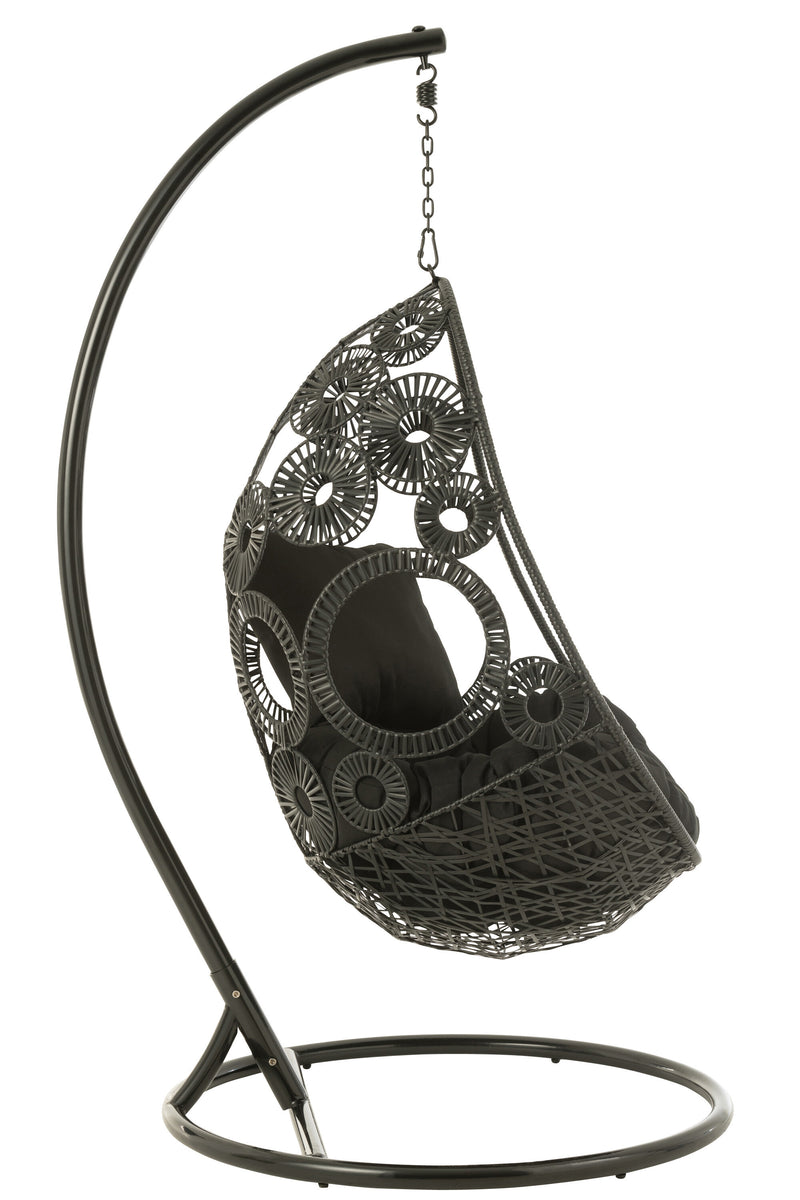 Hangstoel 'Bula' van metaal en rotan, voor binnen en buiten - comfort en elegantie