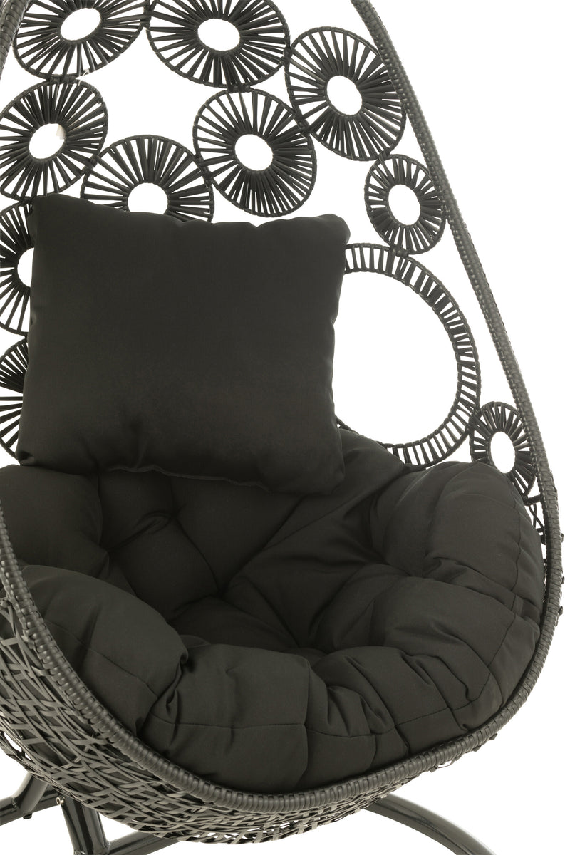 Hangstoel 'Bula' van metaal en rotan, voor binnen en buiten - comfort en elegantie