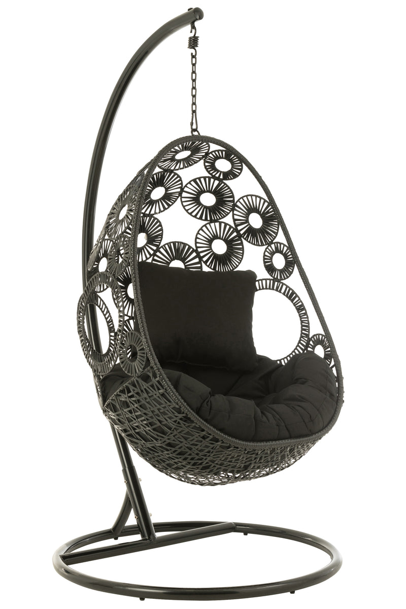 Hangstoel 'Bula' van metaal en rotan, voor binnen en buiten - comfort en elegantie