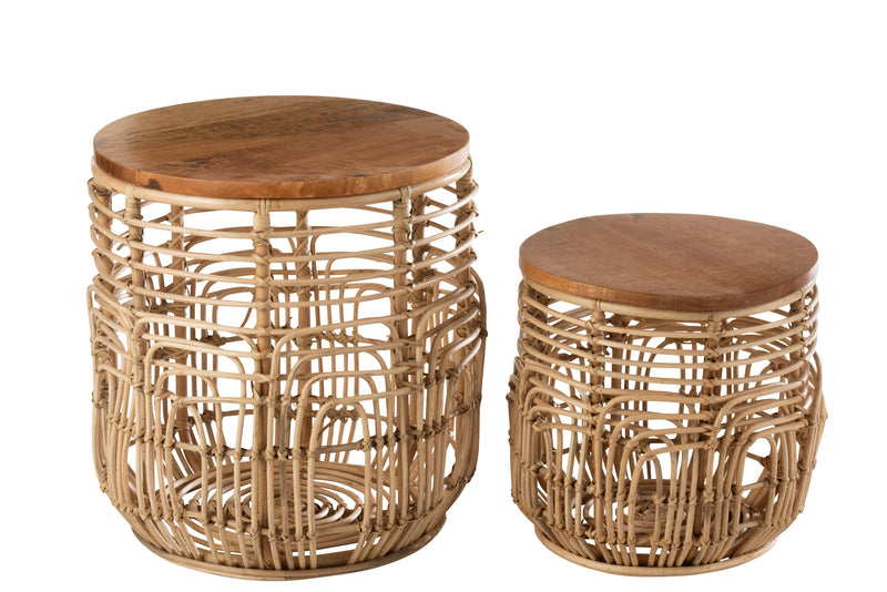Set of 2 Ellen Rattan Natural Side Tables - A charming and versatile addition to your home