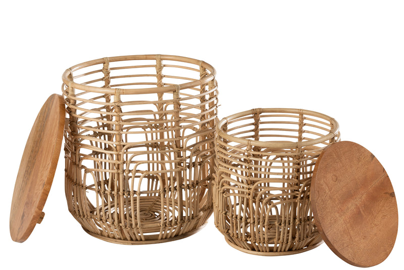 Set of 2 Ellen Rattan Natural Side Tables - A charming and versatile addition to your home