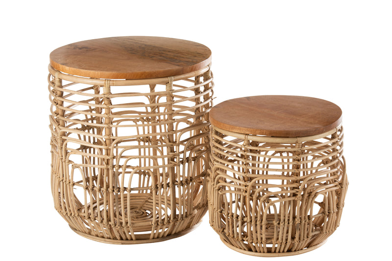 Set of 2 Ellen Rattan Natural Side Tables - A charming and versatile addition to your home