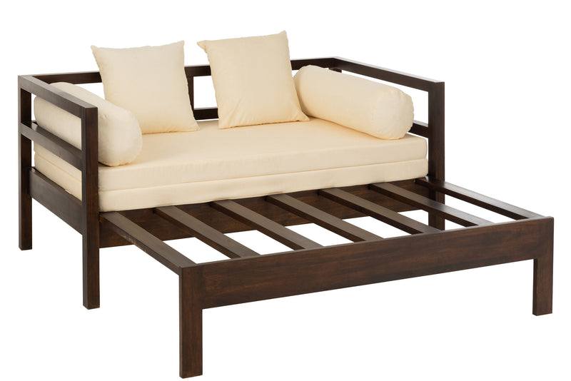 Uitschuifbare fauteuilbed Conie met relaxfunctie - mangoboom donkerbruin