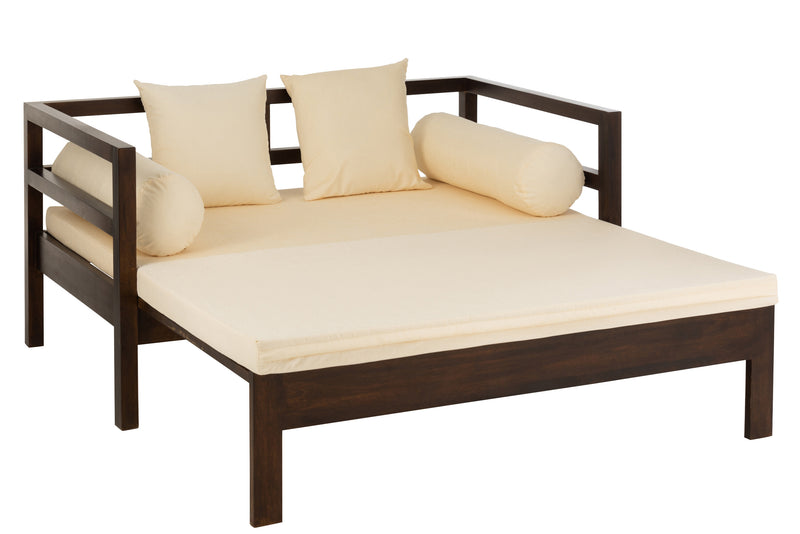 Uitschuifbare fauteuilbed Conie met relaxfunctie - mangoboom donkerbruin