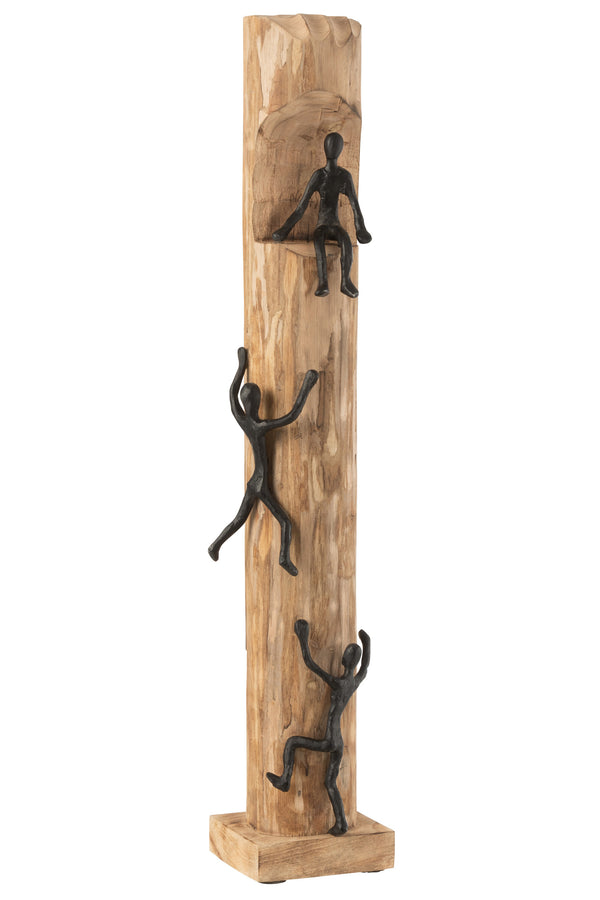 2er Set Kletternde Figuren auf Mangobaumstamm – Elegante Kunstwerke in Schwarz
