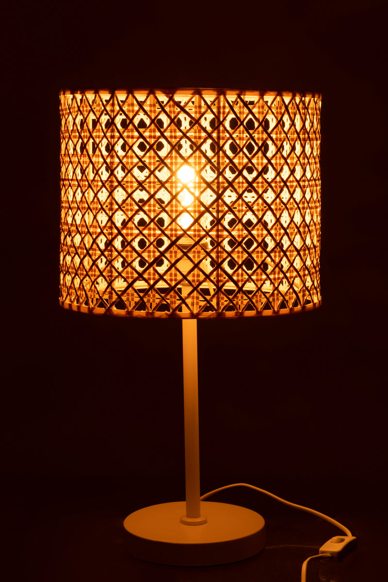 Elegantes 2er Set Tischlampen Roma – Bambus & Metall in Naturtönung/Weiß